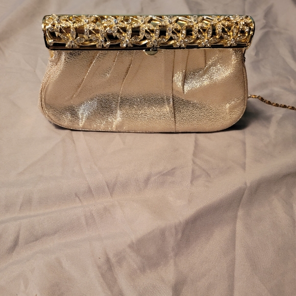Gold Embellished evening clutch purse - Picture 3 of 5